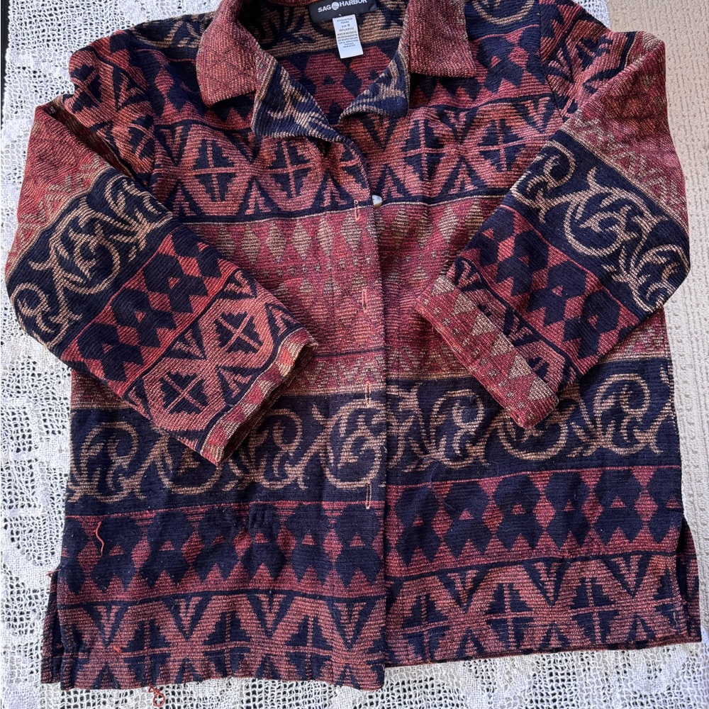 Vintage Patterned Jacket in Red and Black